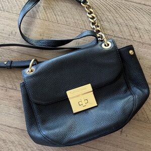 Michael Kors Black Shoulder Bag with Gold Accents